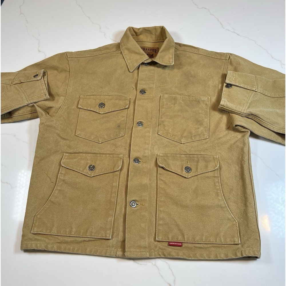 Schaefer Outfitter Jacket Mens L Ranch Brown Canvas Western Chore Brush 310 USA